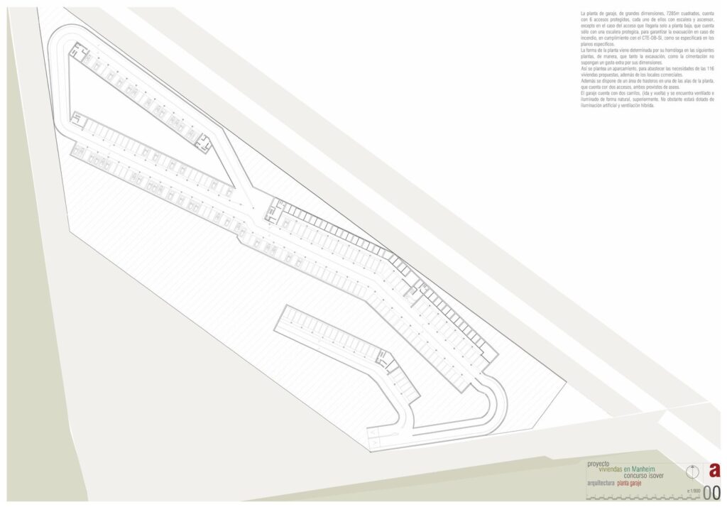Planta garaje · 116 plazas · Viviendas en Manheim