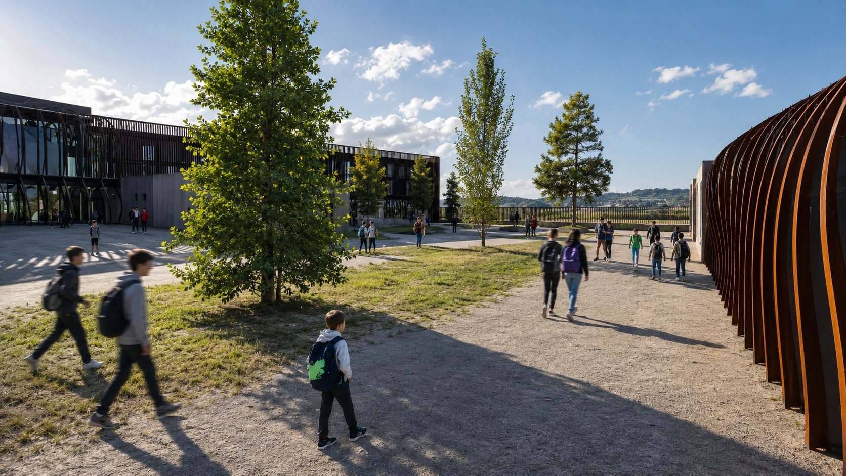Panorámica desde la zona deportiva — escuela Lošbates Praga
