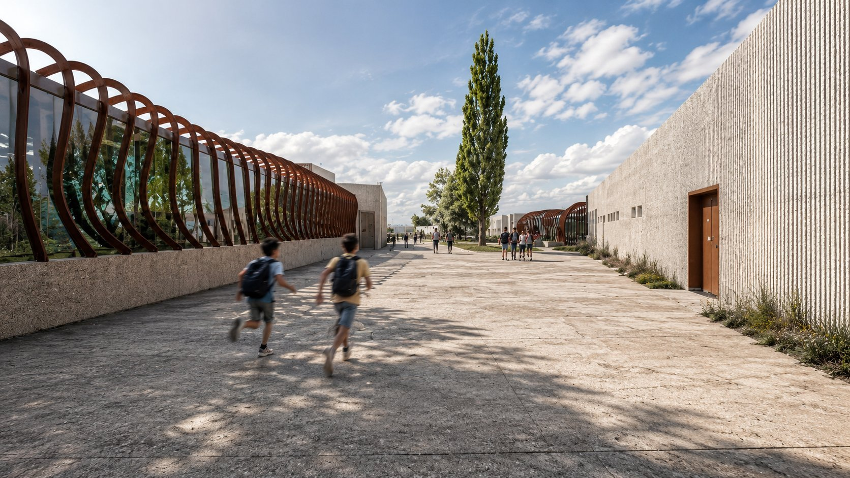 Galería exterior — escuela Lošbates Praga